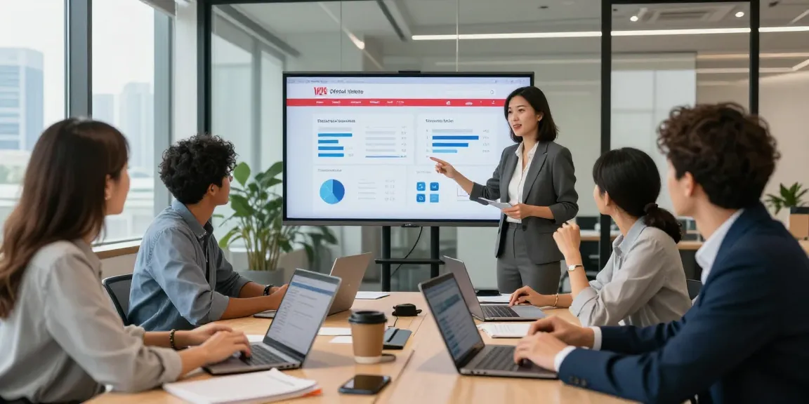 Team collaboration showcasing analytics from WPS Official Website in a modern office.