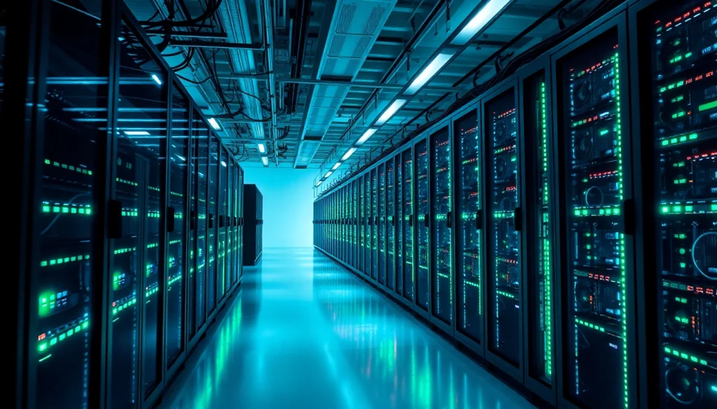 Innovative data center with top cloud mining rigs showcasing advanced technology and energy efficiency.