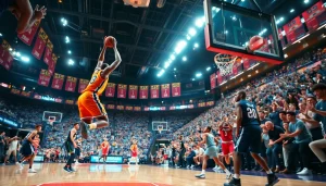 nba중계 경기에서 선수들이 점프하여 득점하는 모습