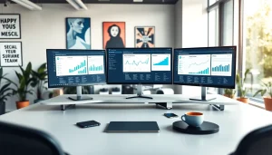 Engaging visual of an smm reseller panel displayed on modern office screens.