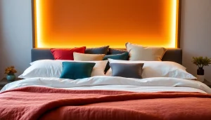 Cuscini letto decorativi sul letto, offrono comfort e stile per un riposo ideale.