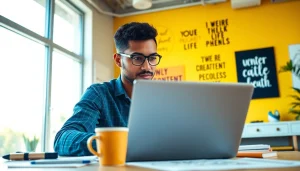 Learn how to get paid for content creation fast with a focused content creator at work in a vibrant office.