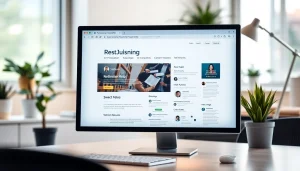 Create a stunning resume using innovative Resume Builder software in a modern office.