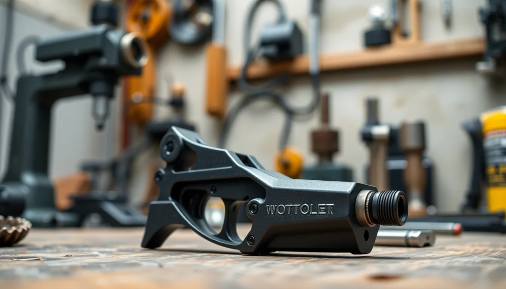 Showcase wot trigger 3 position showcasing its precision and craftsmanship in a workshop setting.
