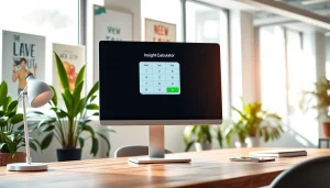 Explore the features of the ideal weight calculator on a bright office screen.
