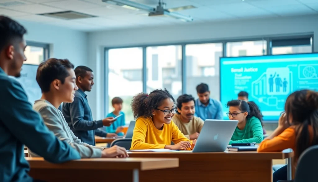 Education reform collaboration in a diverse classroom with students engaged in teamwork.