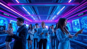 Engaging scene of users exploring NSFW AI technology in a futuristic setting.