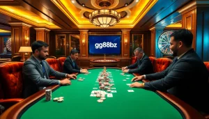 Engage in strategic play at a luxurious poker table in the gg88bz casino.