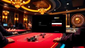 Engage with sbobet login terbaru on a luxurious casino table surrounded by vibrant gaming elements.