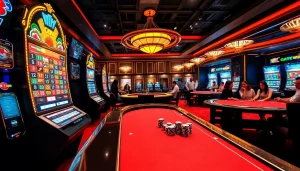 Engage in thrilling gaming action at raja toto88 with vibrant slot machines and poker tables.