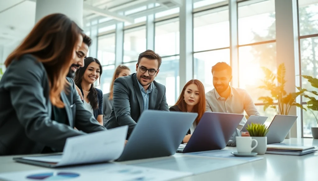 Find companies hiring sales reps by showcasing a team of diverse sales representatives collaborating.