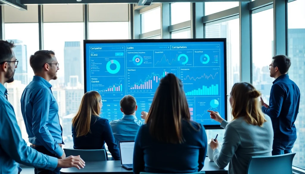 Enhance b2b competitive intelligence strategies through teamwork in a modern office setting.