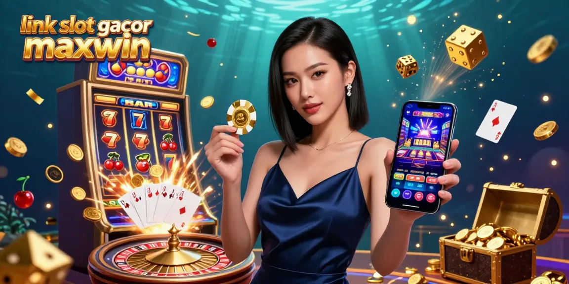 Berinteraksi dengan link slot gacor maxwin sambil menikmati suasana kasino yang hidup dengan seorang wanita menawan menggunakan aplikasi kasino.