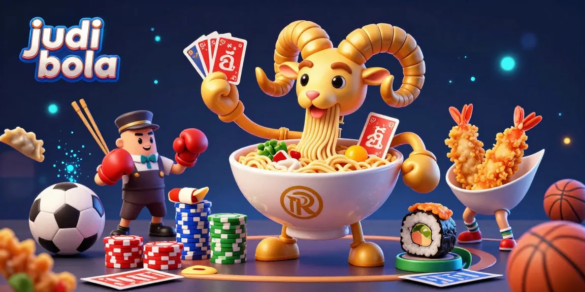 Place your bets on judi bola with a dynamic 3D illustration showcasing exciting sports betting elements.